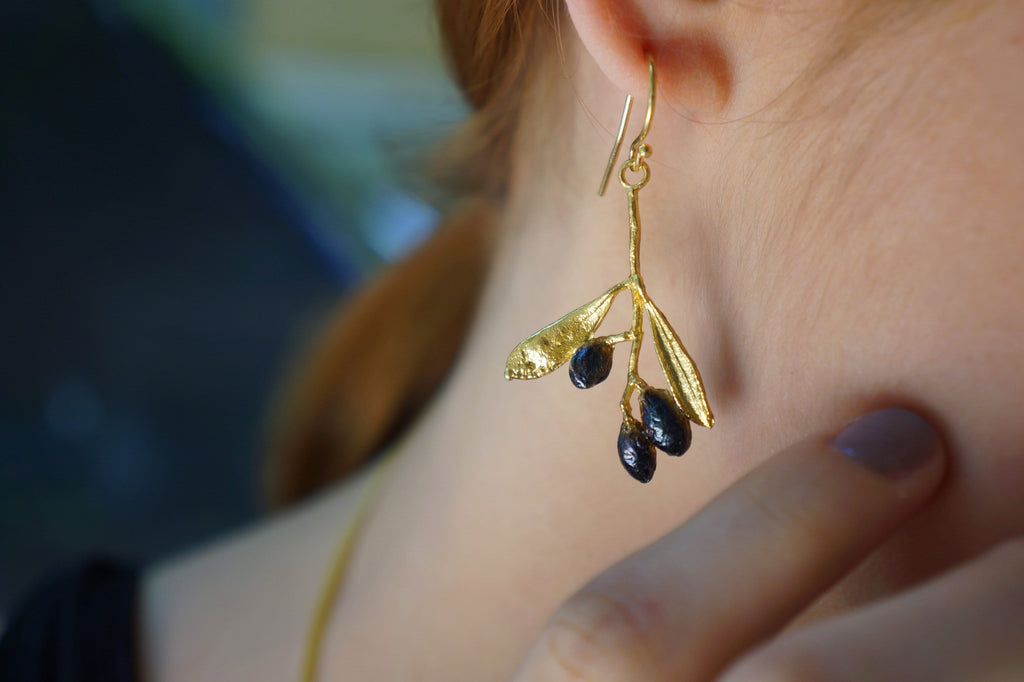 Sterling Silver Olive Earrings – Handmade Silver Jewelry With Olive