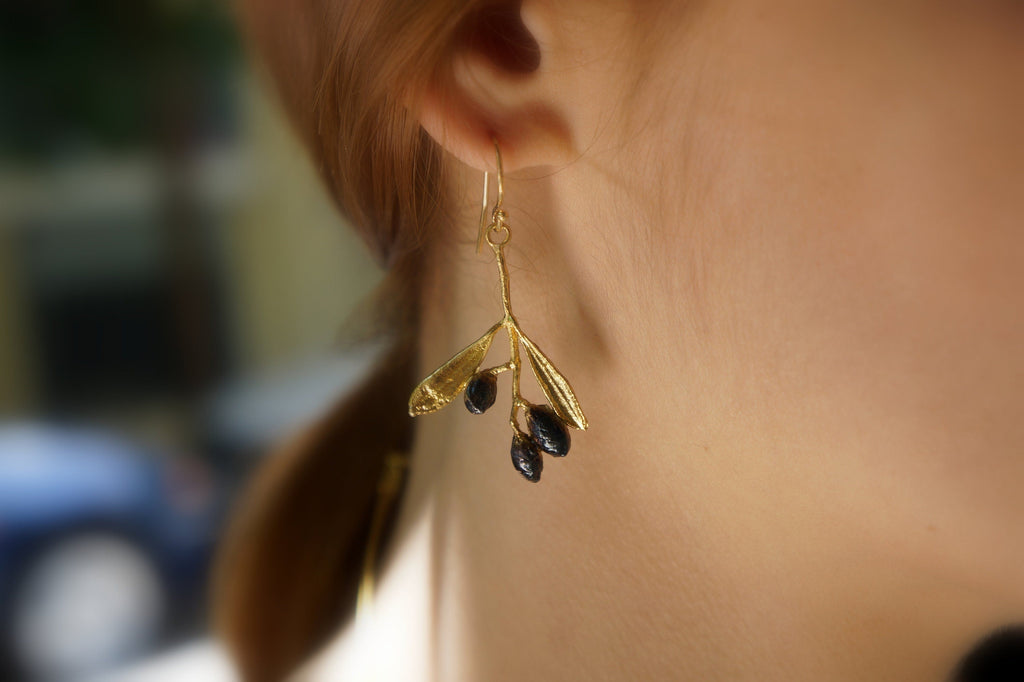 Sterling Silver Olive Earrings – Handmade Silver Jewelry With Olive