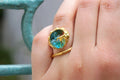 Gold Sea Shell Ring, Gold-Plated Sterling Silver Jewelry, Murano Stone